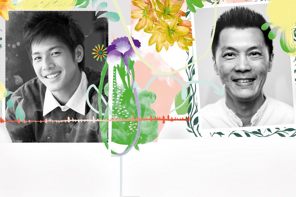 Die Collage zeigt zwei schwarz-weiß Fotos auf denen ein Mann abgebildet ist in zwei Lebensphasen, als Jugendlicher und als erwachsener Mann