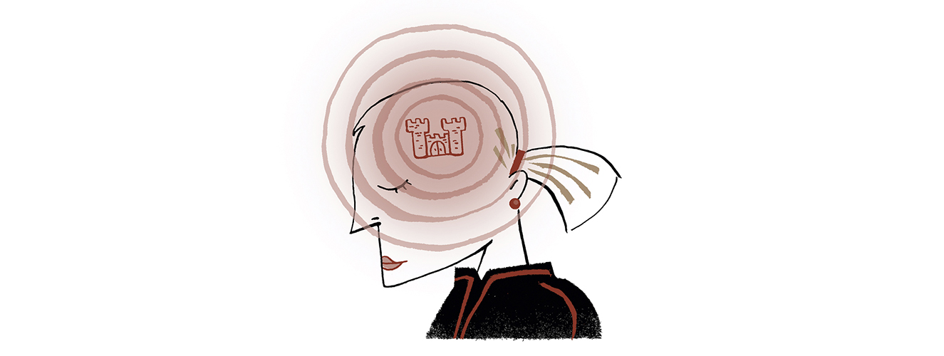 Illustration zeigt eine Frau mit Kopfschmerzen