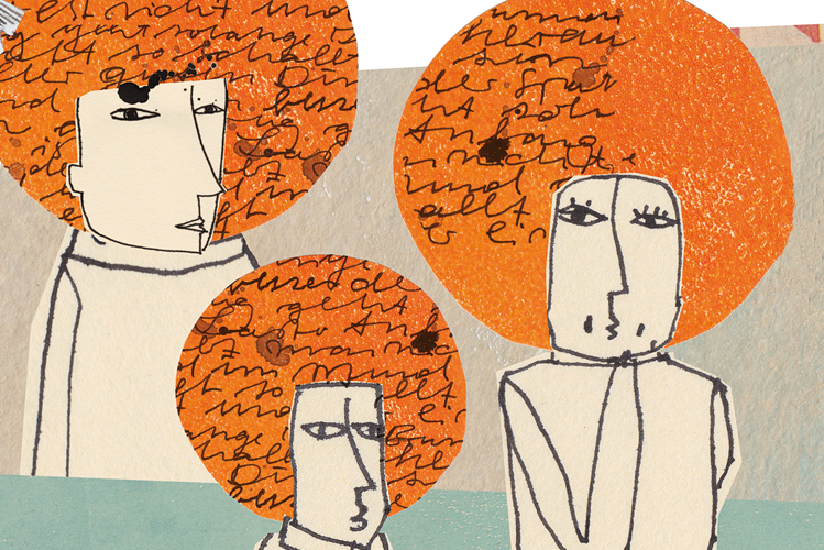 Die Illustration zeigt drei Menschen mit Sprichwörtern im Kopf