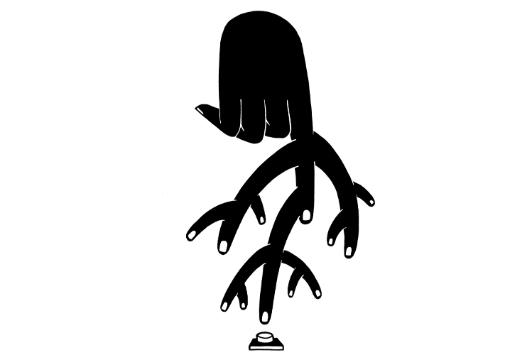Illustration zeigt eine Hand, die für ein gerechtes Computersystem steht.