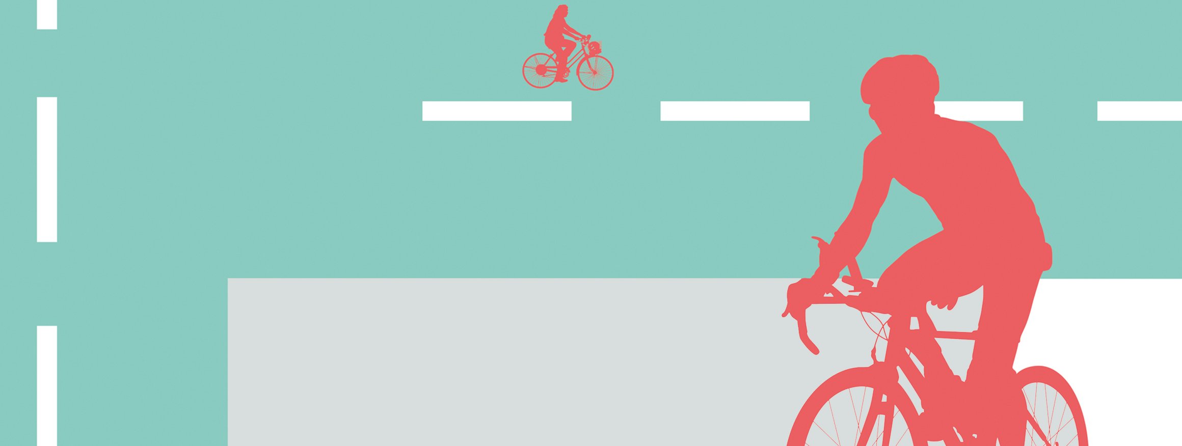 Die Illustration zeigt rote Fahrradfahrer auf einer Straße