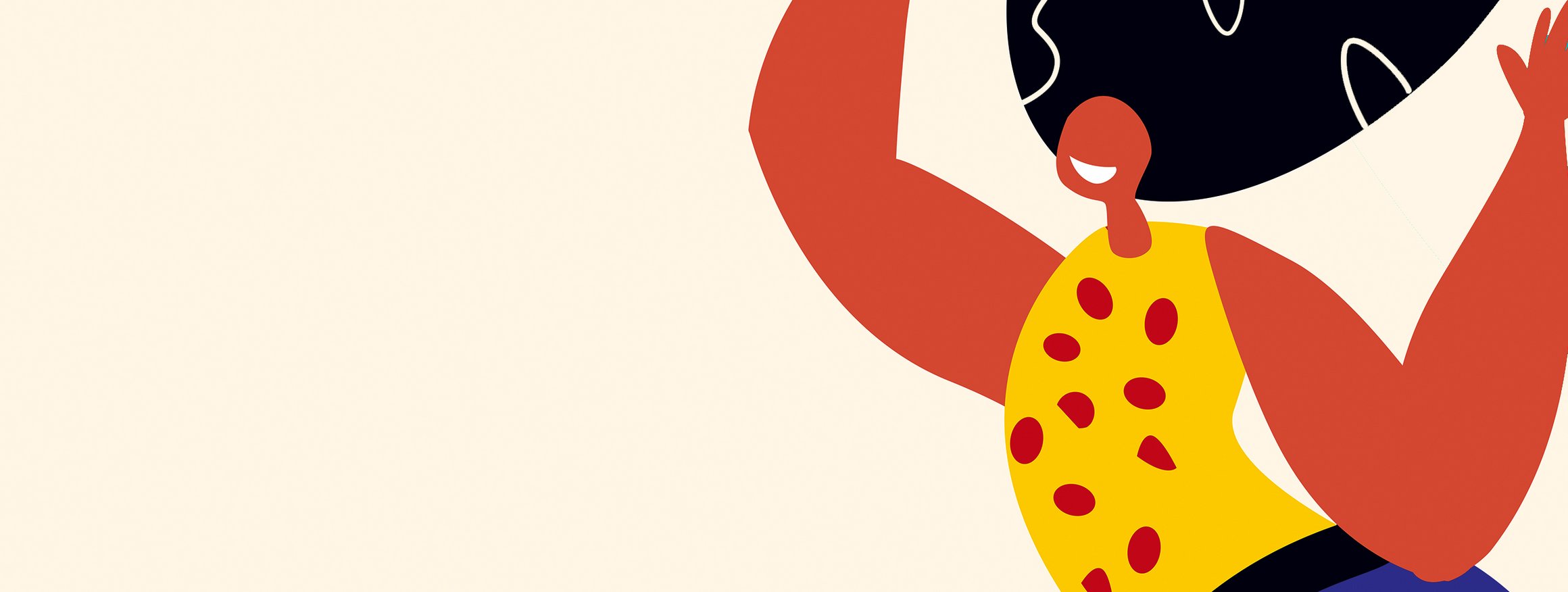 Die Illustration zeigt eine Frau die lachend tanzt