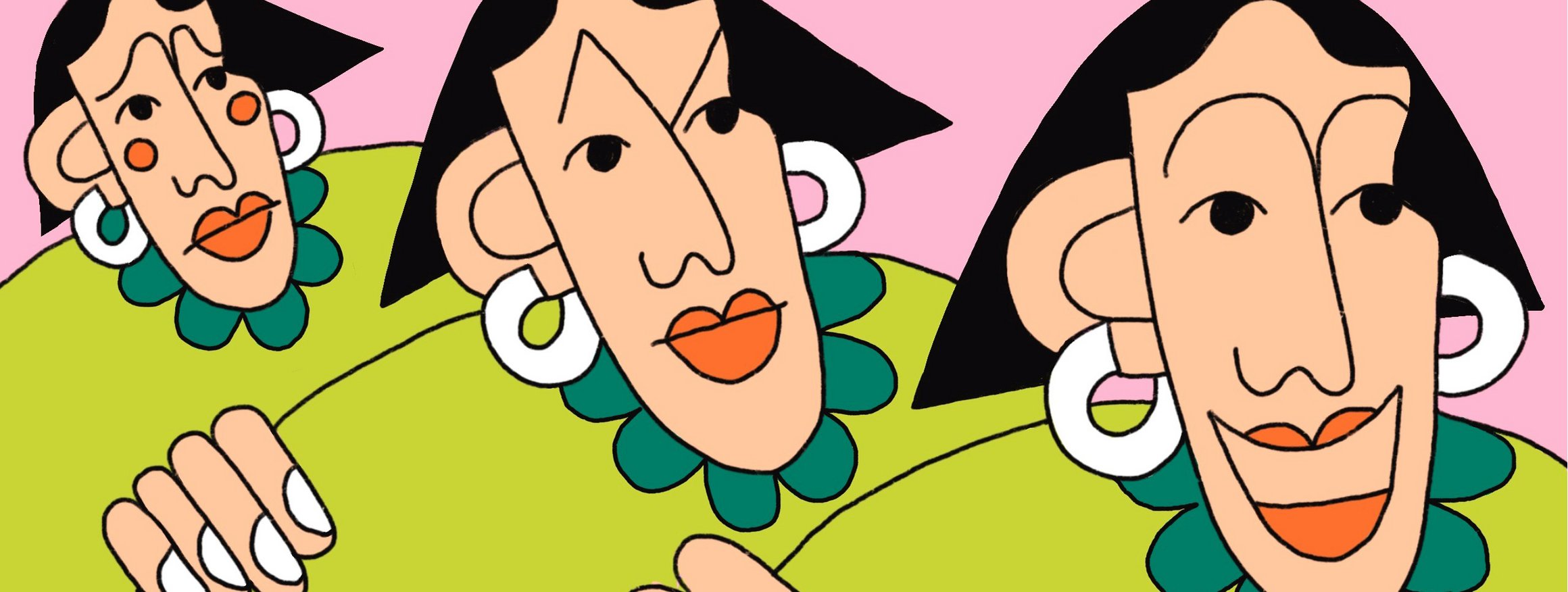 Die Illustration zeigt eine Person dreimal mit unterschiedlichen Emotionen
