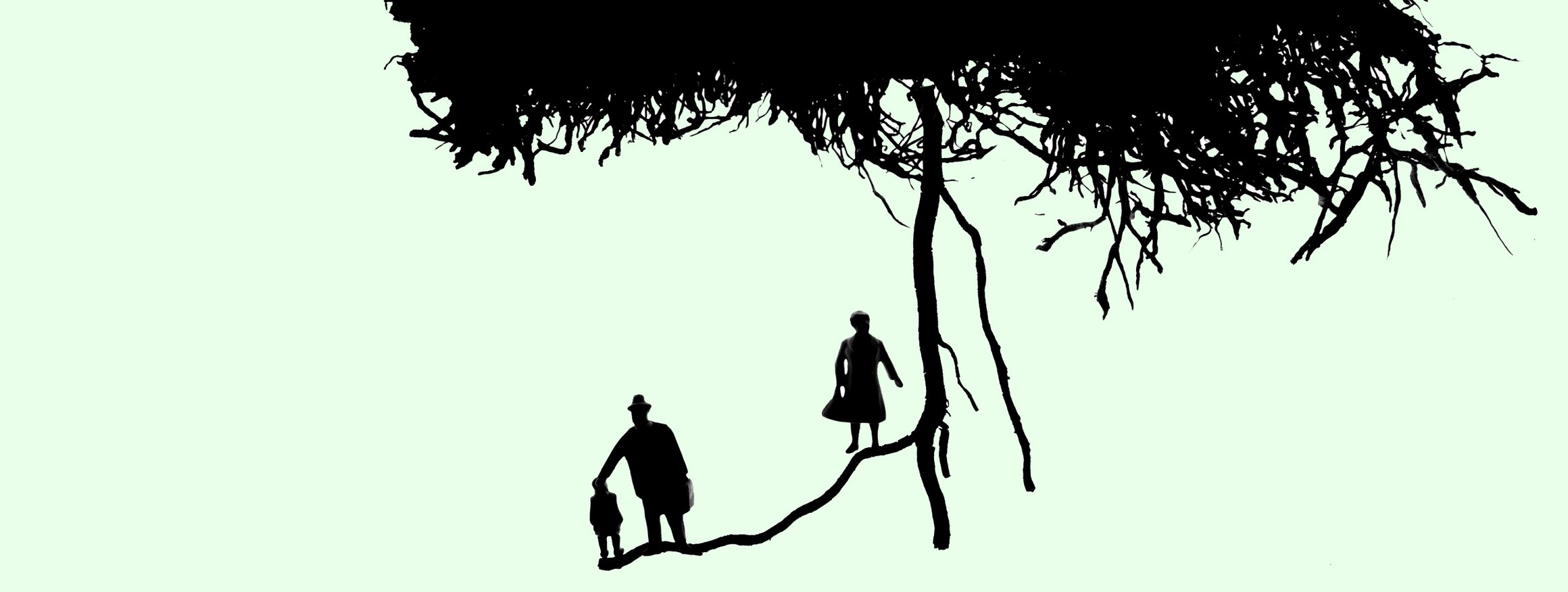 Die Illustration zeigt einen Vater mit seinem Kind an einer abzweigenden Wurzel eines Baumes, während die Mutter allein am Hauptstamm steht