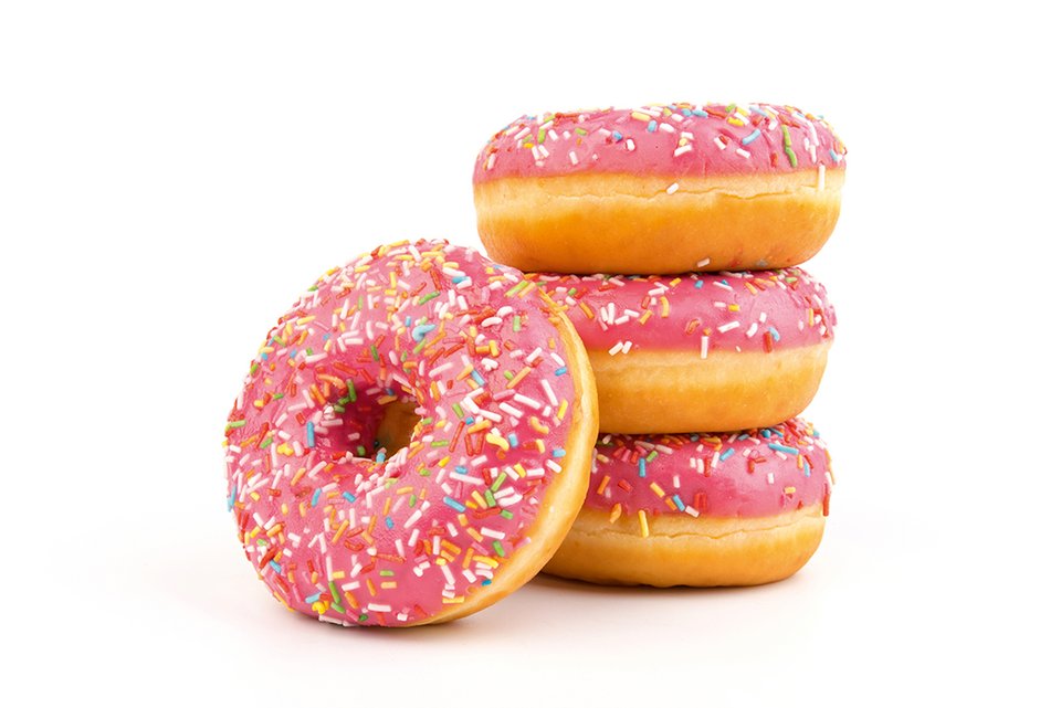 Pinke Donuts mit buntem Streusel