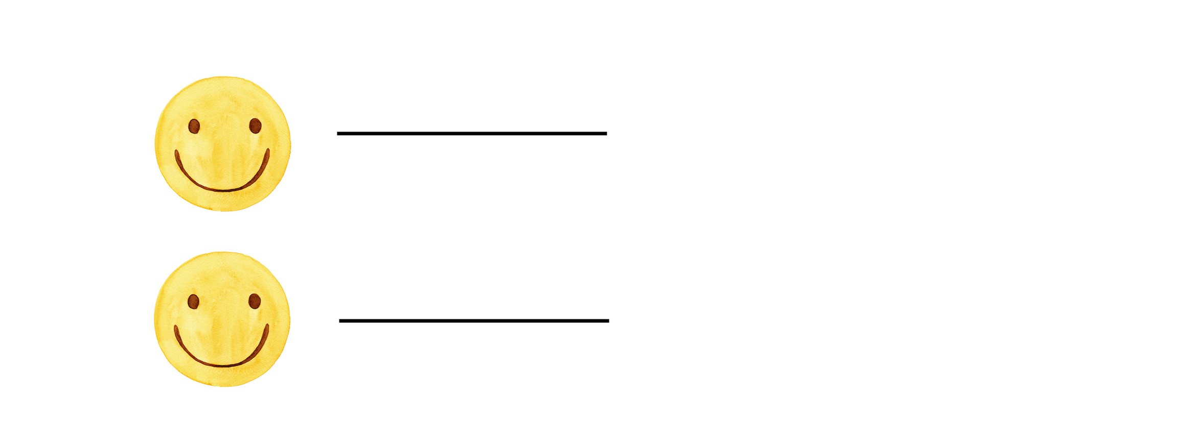 Die Illustration zeigt zwei gelbe Smileys und daneben jeweils ein schwarze Linie