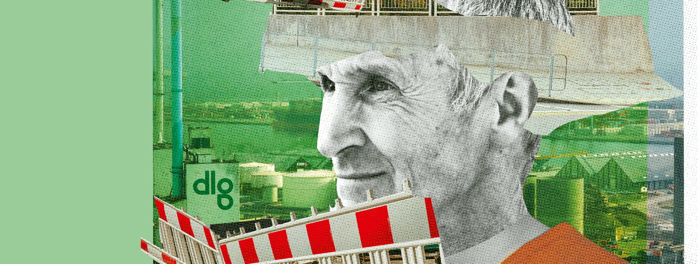 Die Illustration zeigt einen Mann umgeben von Baustellen-Abgrenzungen und Betonabsperrungen