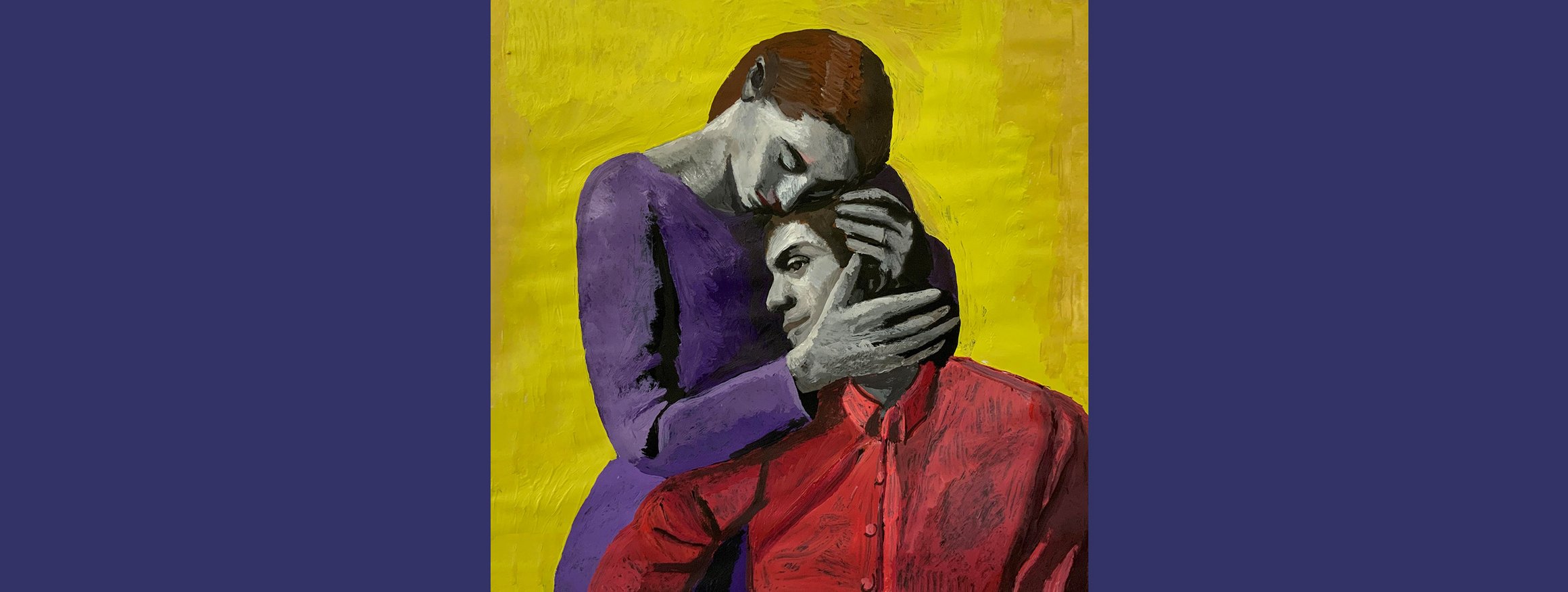 Das Bild von Andrea Ventura zeigt eine Frau, die einen Mann tröstet
