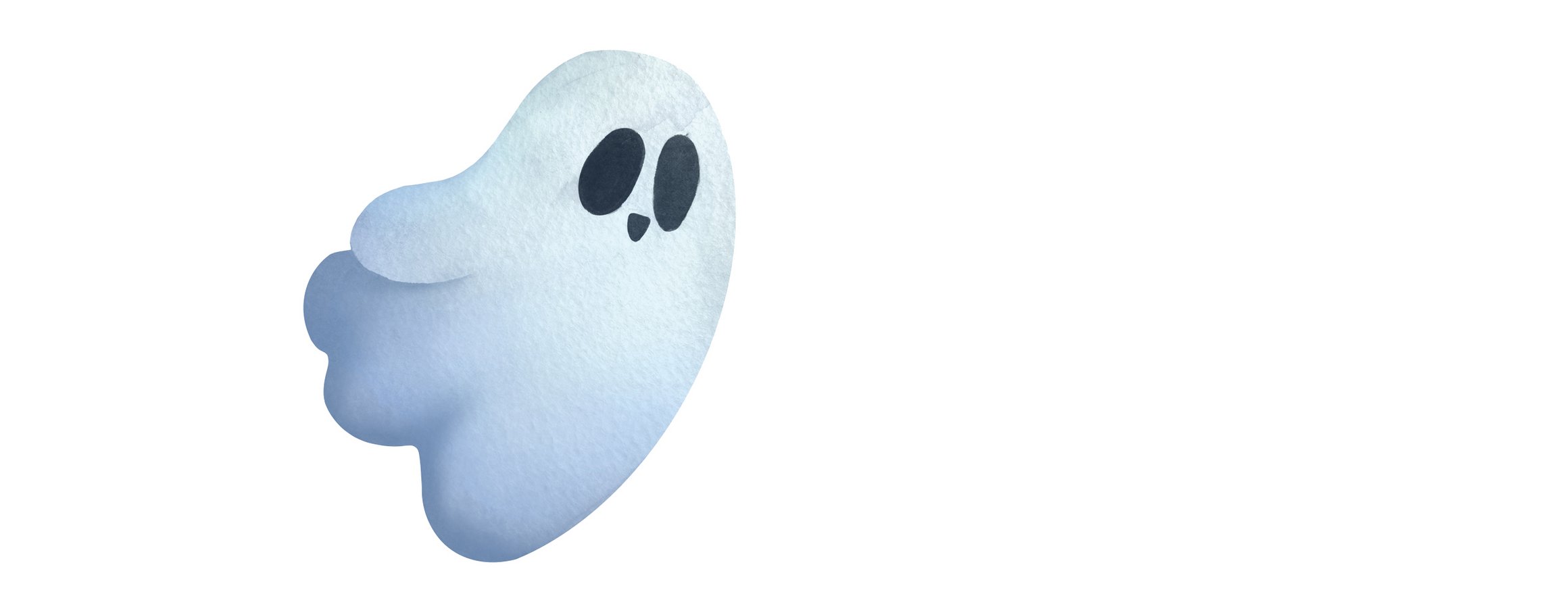 Die Illustration zeigt einen Geist in Form eines Tuches mit zwei dunklen Öffnungen als Augen