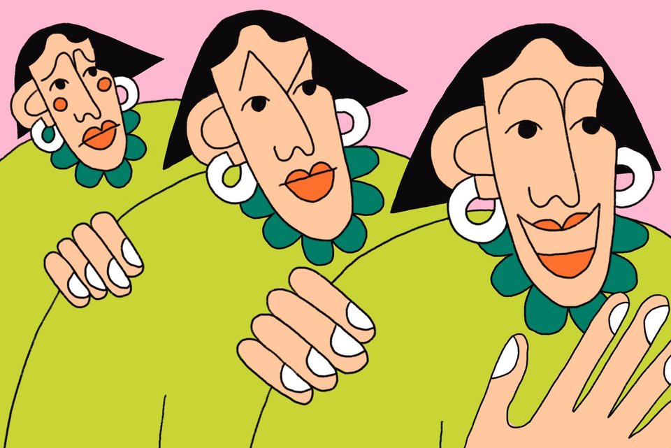 Die Illustration zeigt eine Person dreimal mit unterschiedlichen Emotionen
