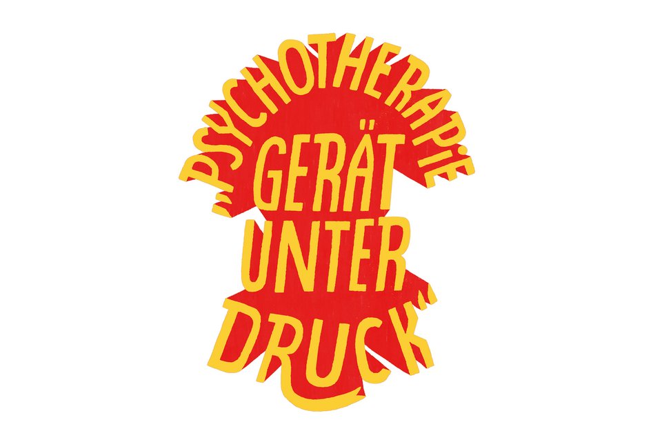 Die Illustration zeigt den Schriftzug "Psychotherapie gerät unter Druck"