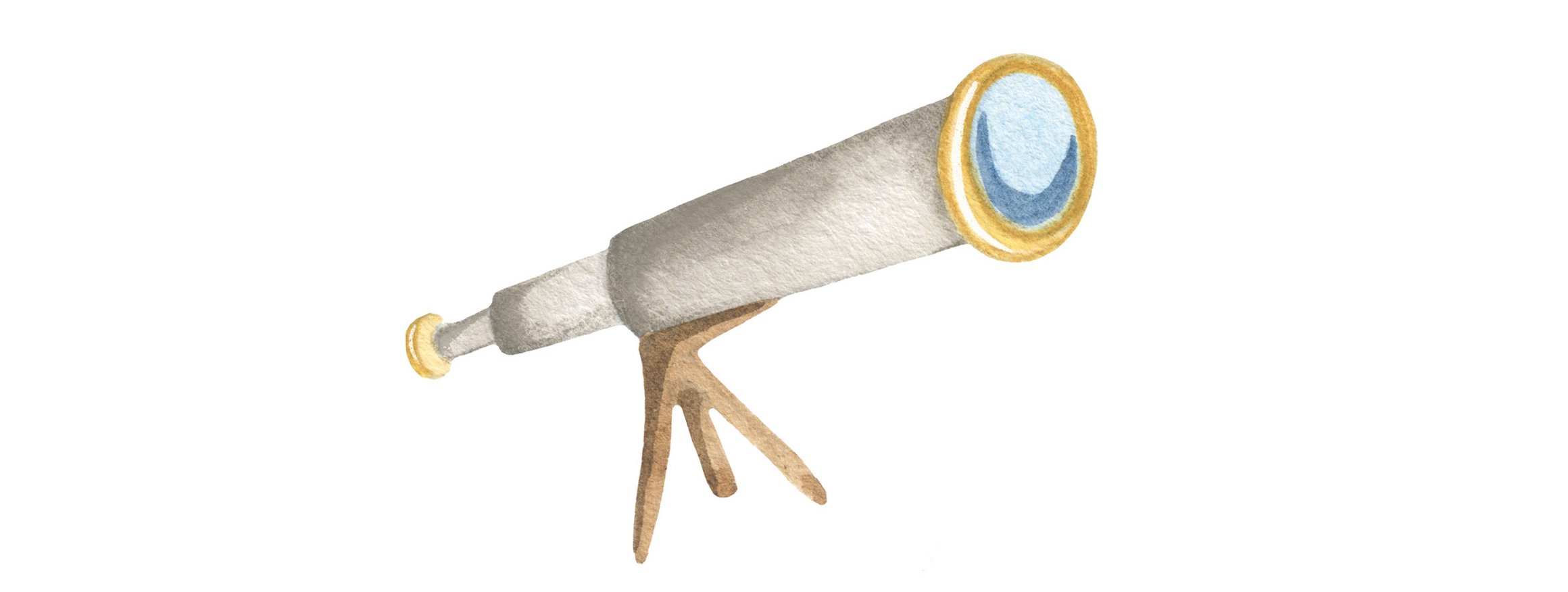 Die Illustration zeigt ein großes Fernrohr auf einem Ständer.