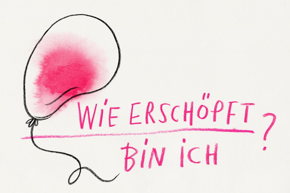 Die Illustration zeigt einen Ballon mit wenig Luft, der Richtung Boden sinkt