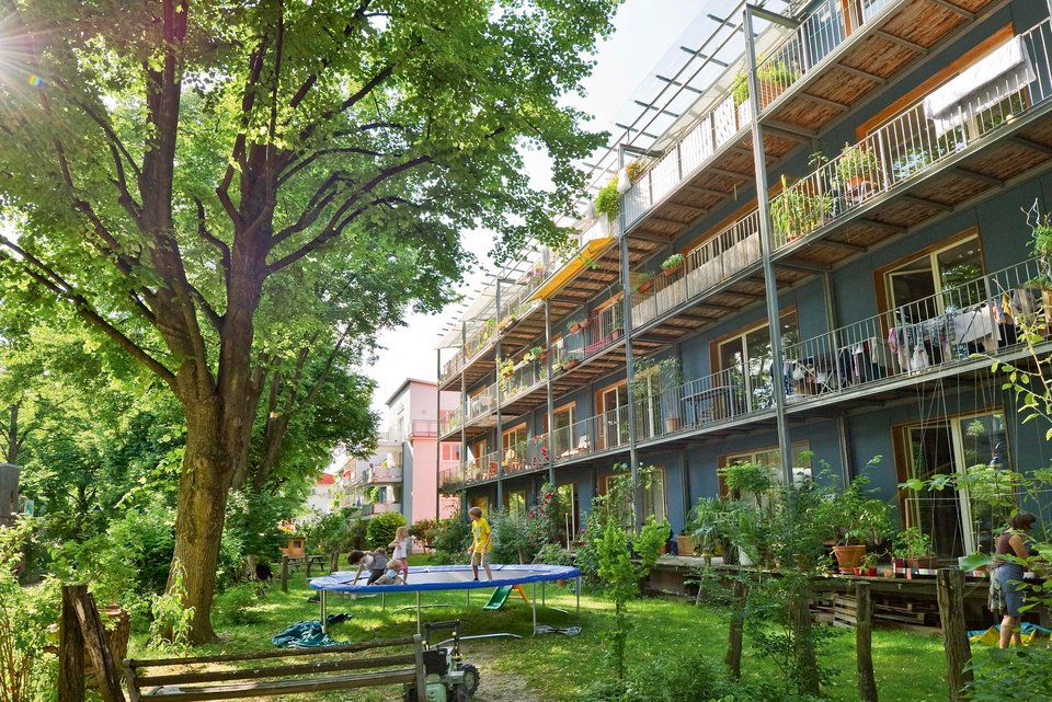 Passivhaus des gemeinschaftlichen Wohnprojekts im Vauban-Viertel in Freiburg im Breisgau.