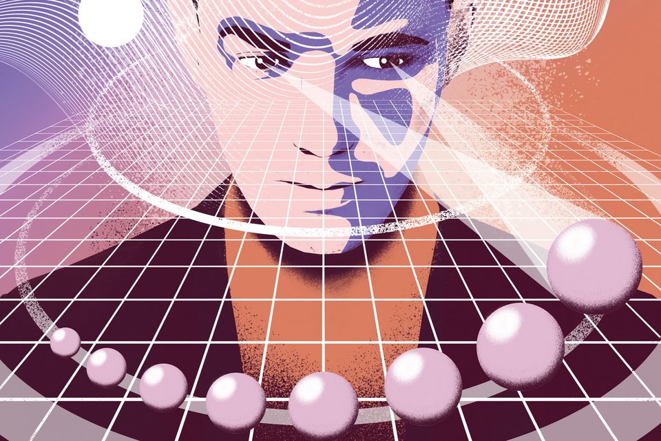 Die Illustration zeigt einen Mann, der mit der Technik EMDR eine Traumatherapie macht und mit seinen Augen einer Kugel folgt