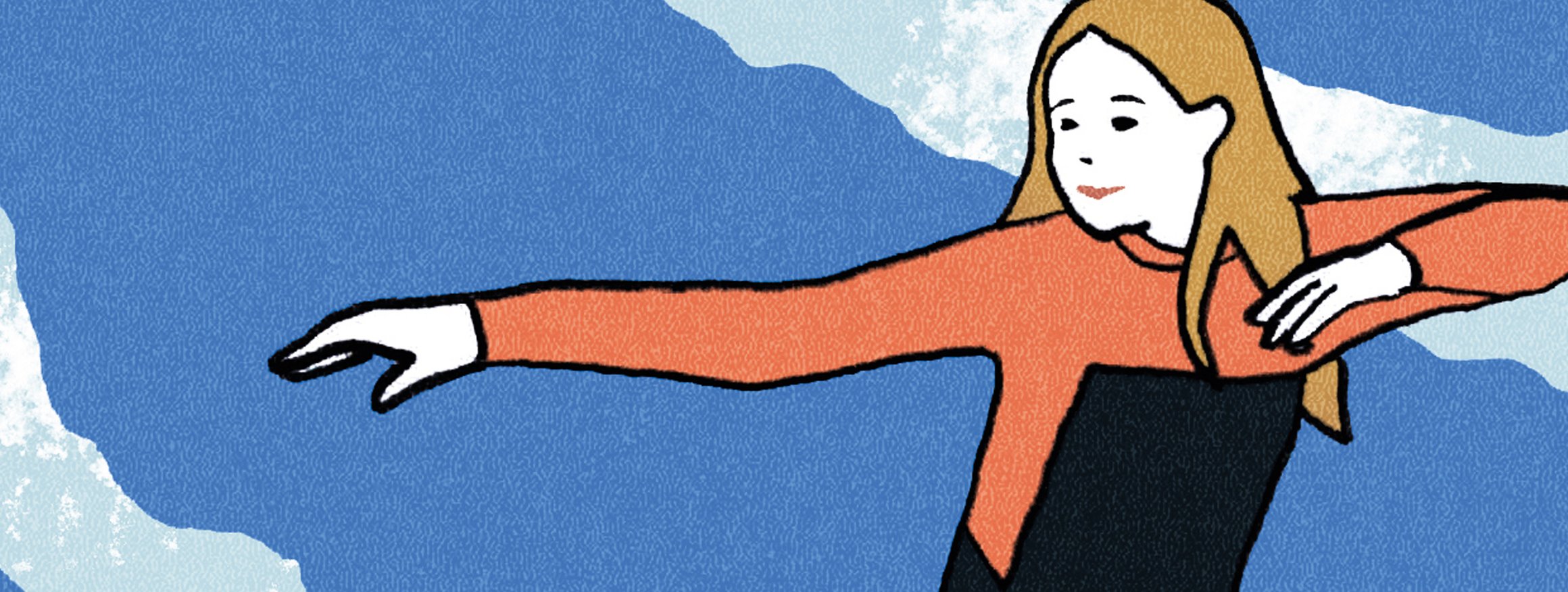 Die Illustration zeigt eine junge Surferin im Meer