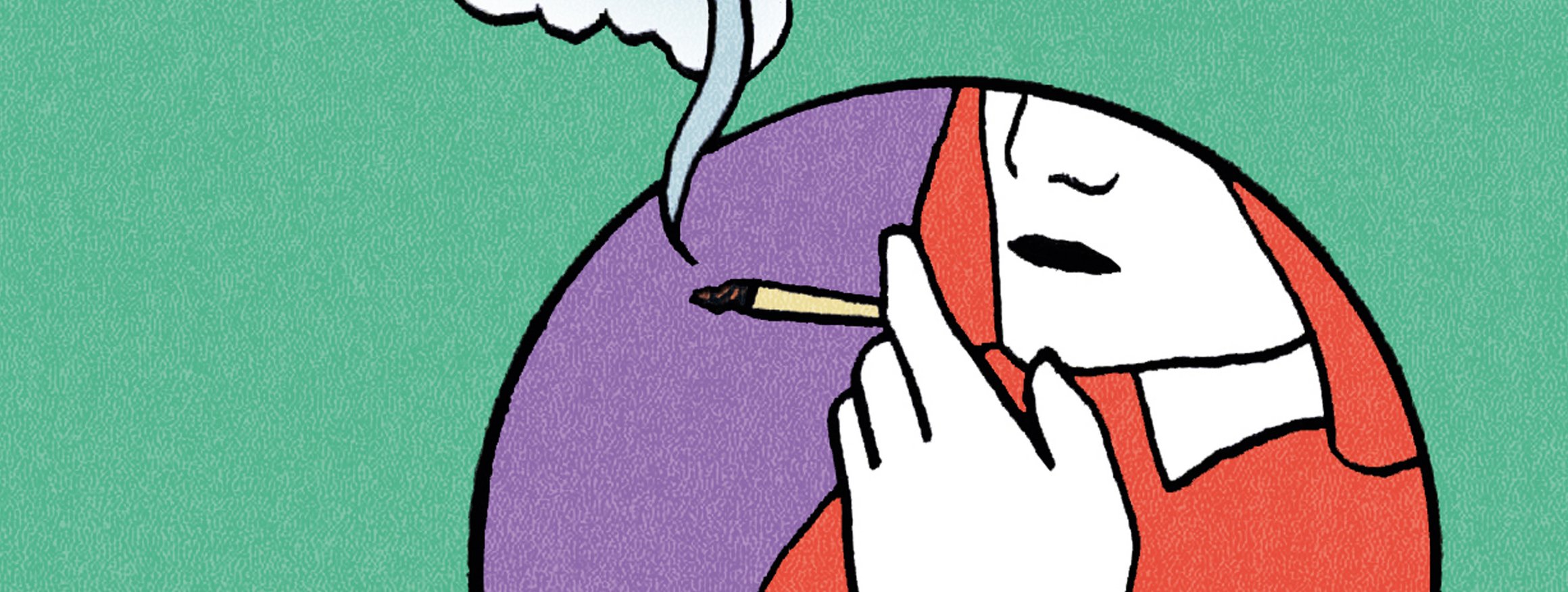 Die Illustration zeigt eine Person, die Cannabis raucht.