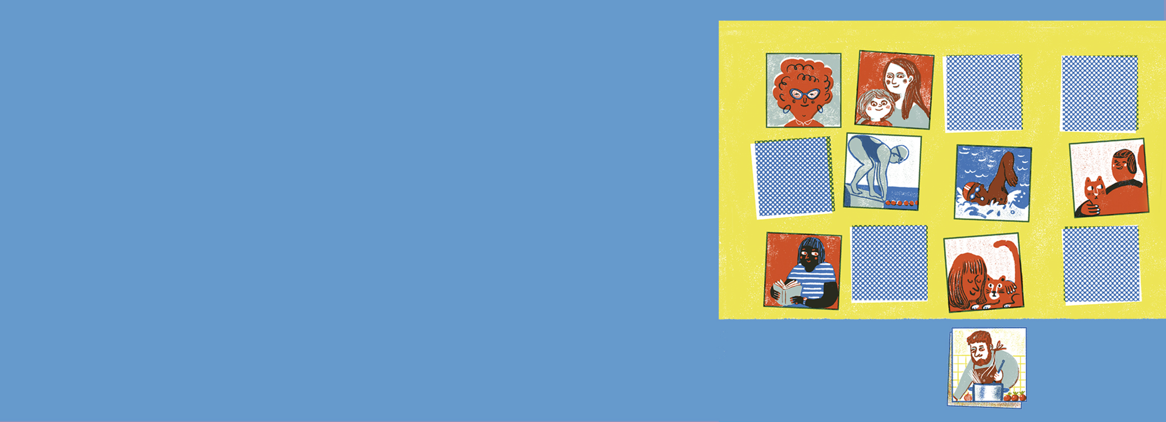Die Illusration zeigt Memorykarten mit Profilfotos von verschiedenen Menschen.