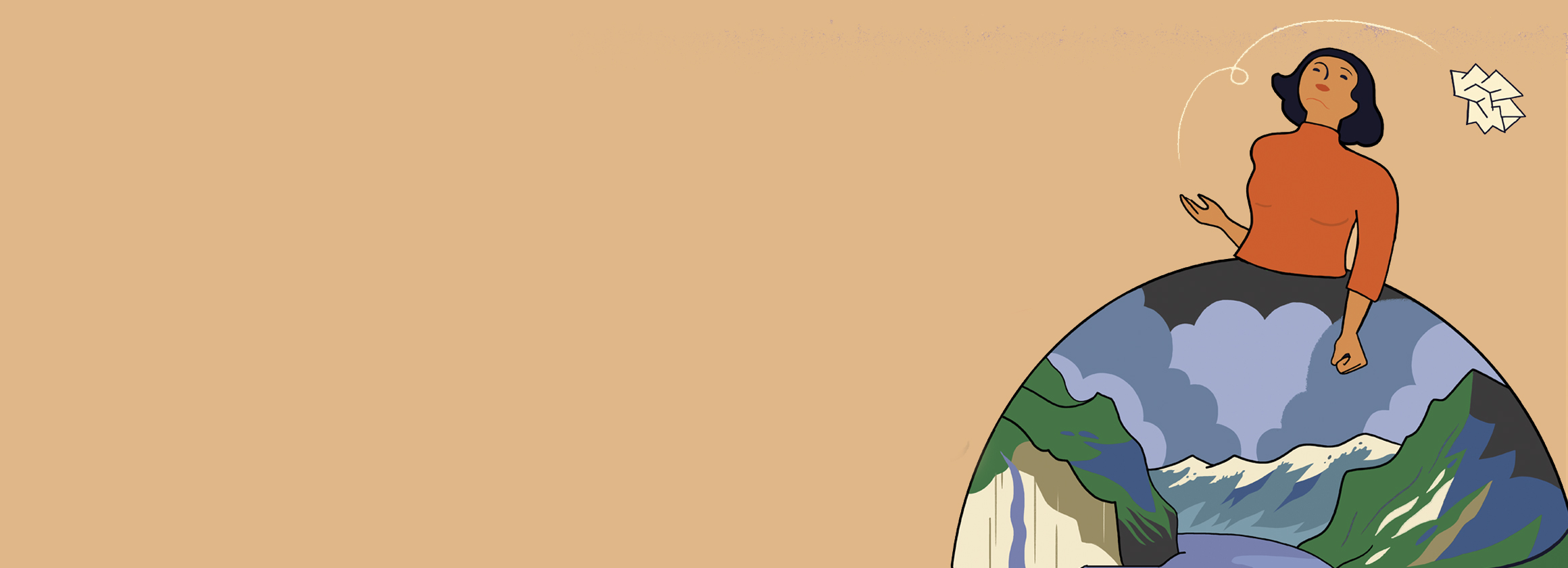 Die Illustration zeigt eine Frau, die ein zusammengeknülltes Stück Papier nach hinten über ihre Schulter wirft.
